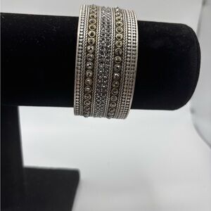 Elegant Silver Multi-Row Cuff Bracelet